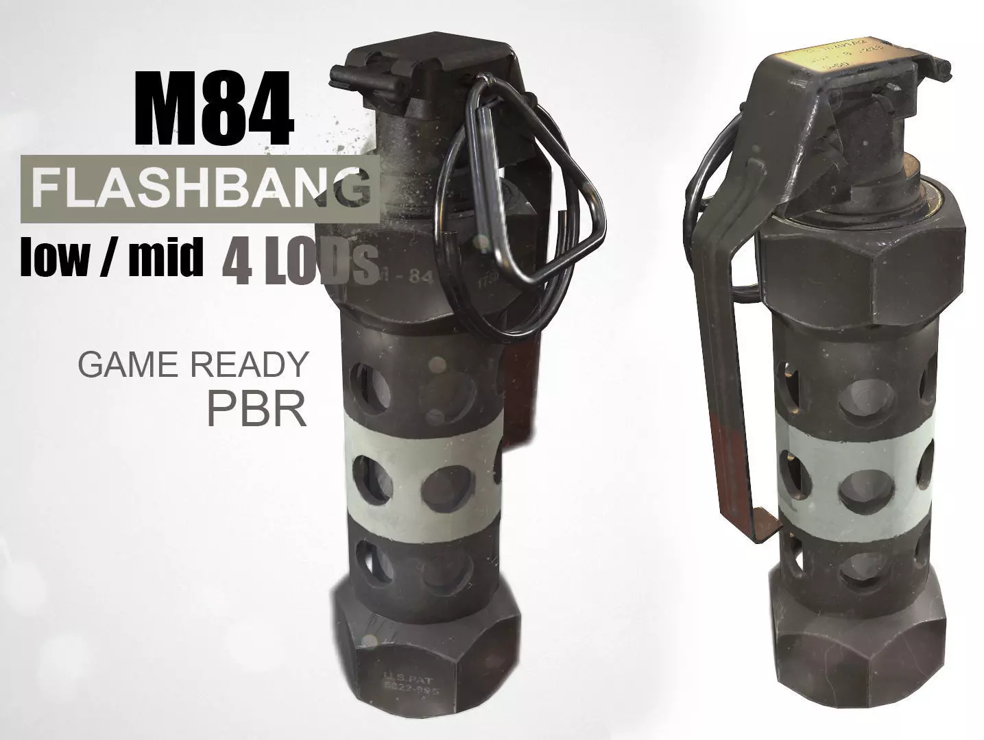 M84 Flashbang Stun grenade Low-poly 3D model_0