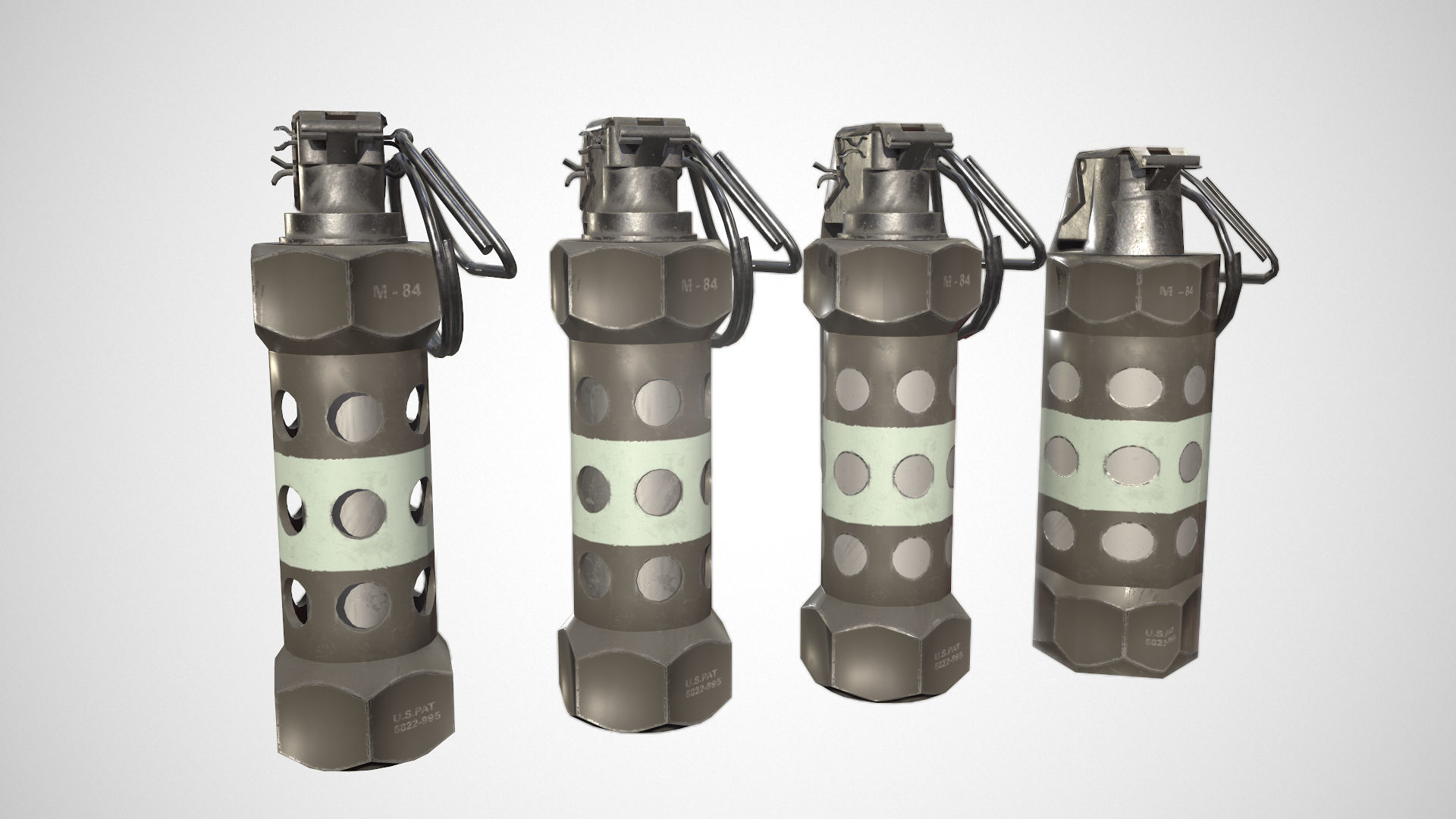 M84 Flashbang Stun grenade Low-poly 3D model_3