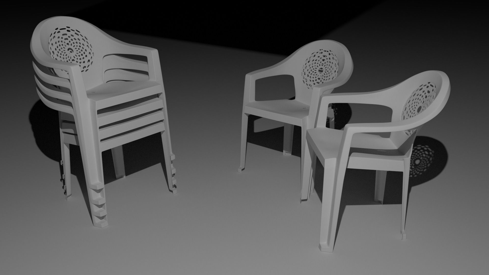 Plastic chair 3D print model_3