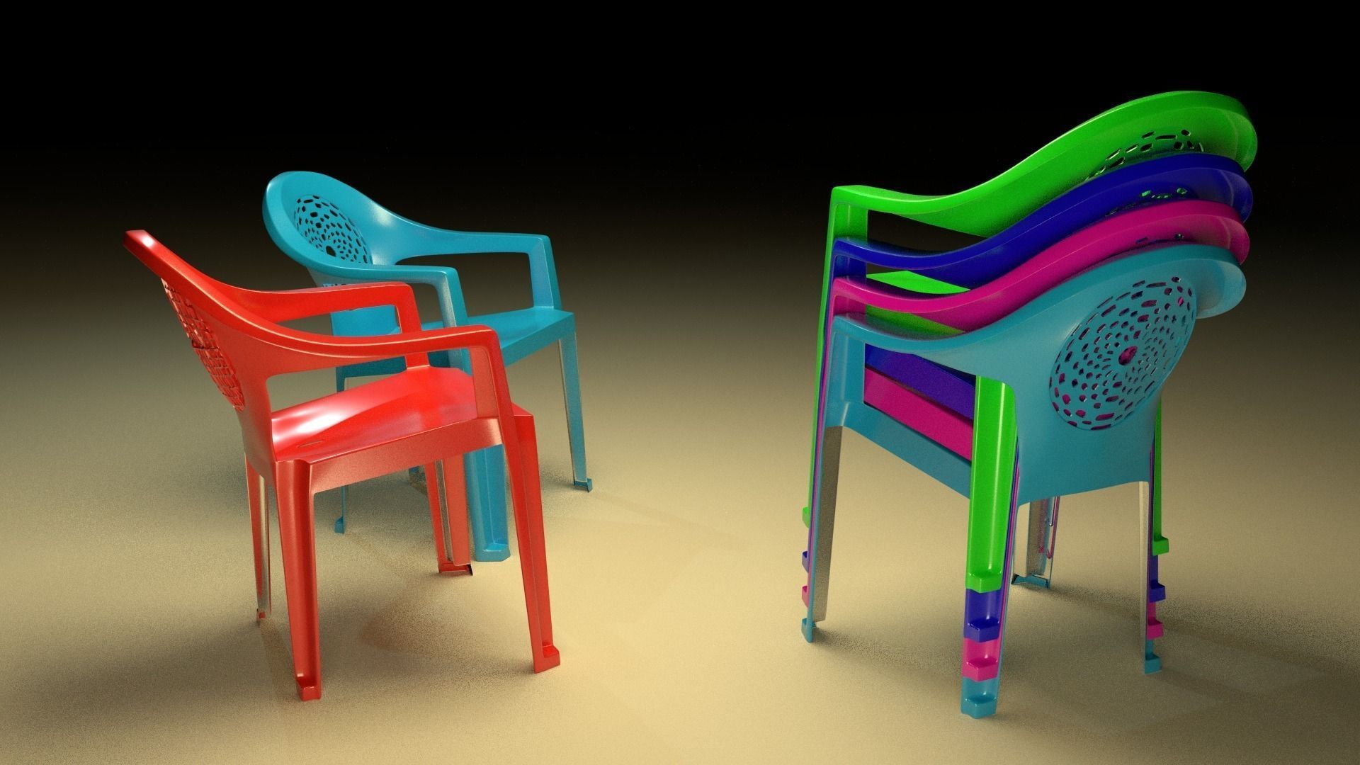 Plastic chair 3D print model_2
