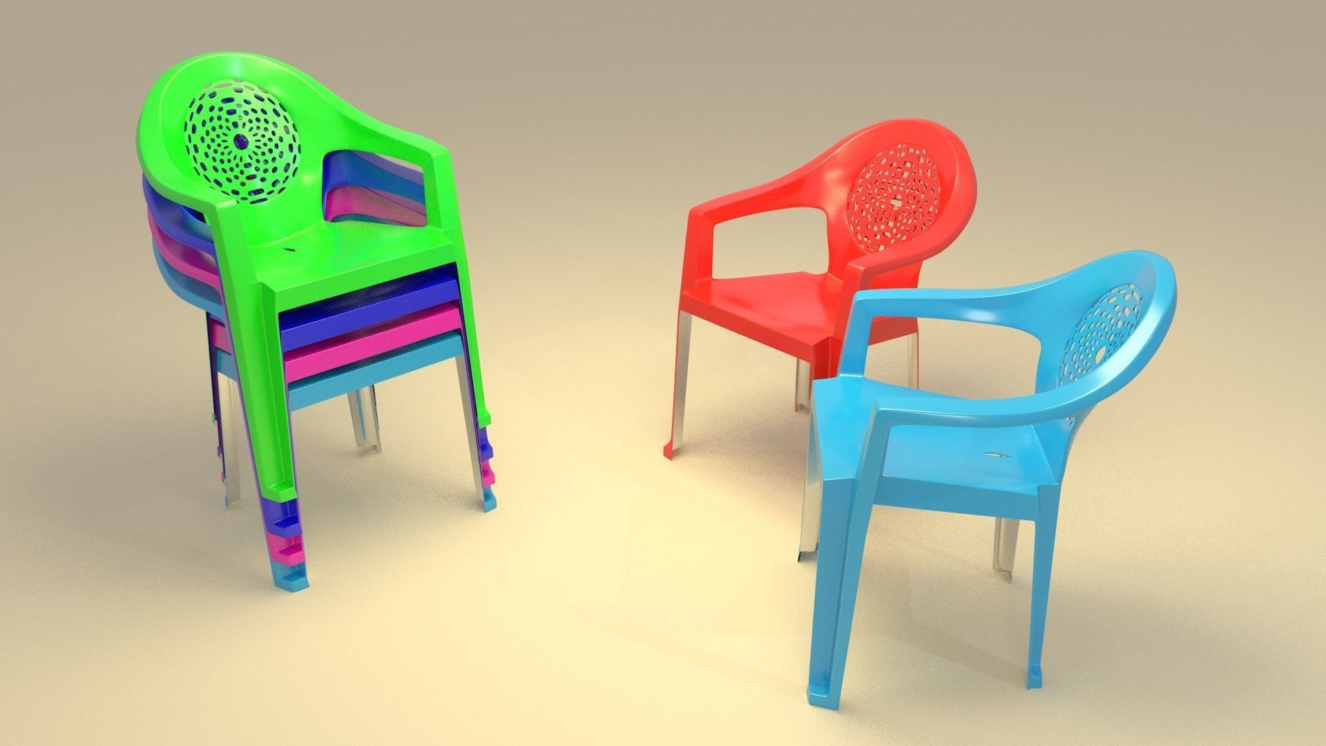 Plastic chair 3D print model_1