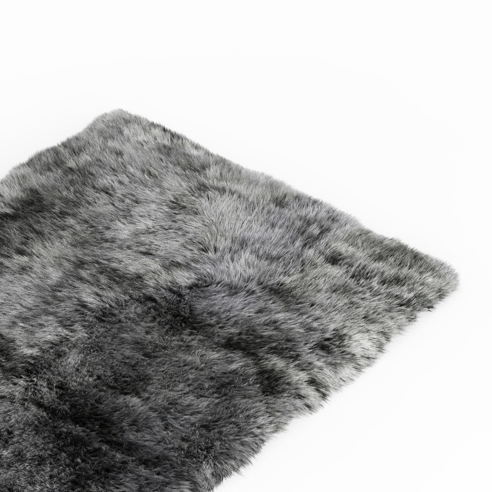 Shaggy Sheepskin Gray Rug 3D model_3
