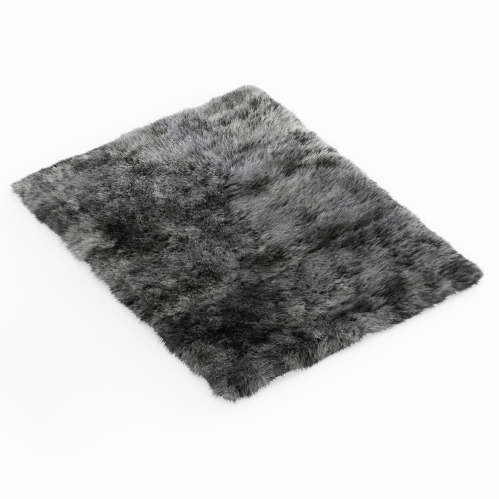 Shaggy Sheepskin Gray Rug 3D model_1