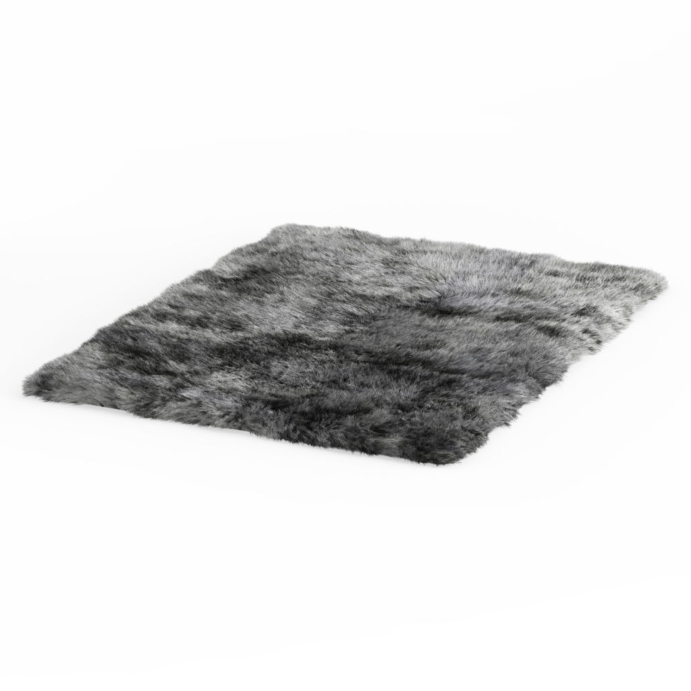 Shaggy Sheepskin Gray Rug 3D model_2