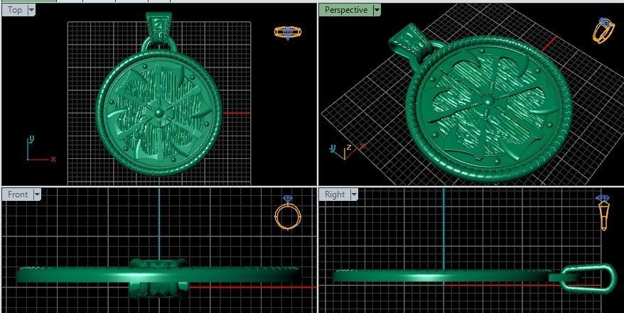 pendant amulet With Ax 3D print model_6