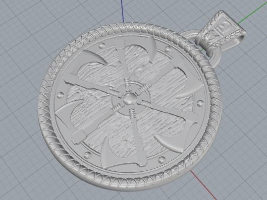pendant amulet With Ax 3D print model_4