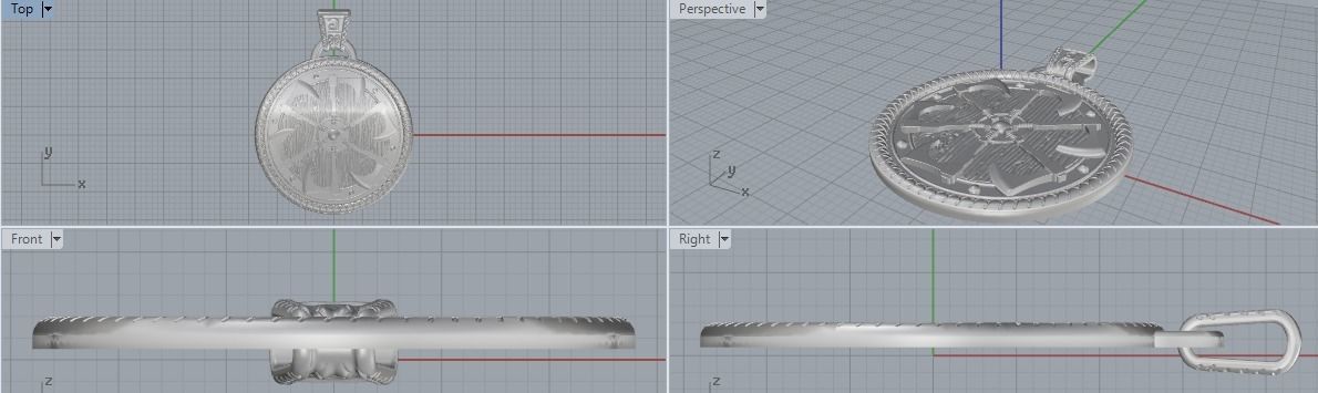 pendant amulet With Ax 3D print model_3