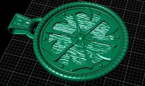 pendant amulet With Ax 3D print model_7