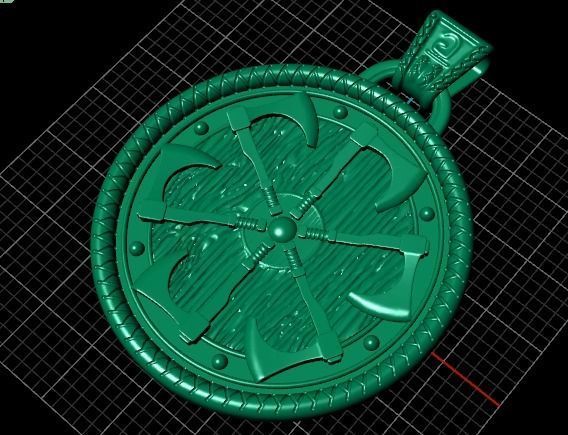 pendant amulet With Ax 3D print model_9