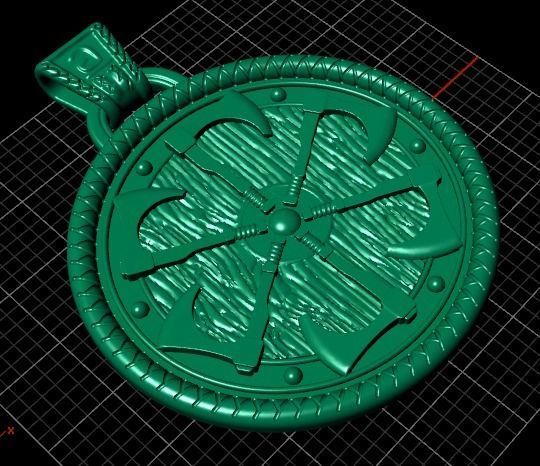 pendant amulet With Ax 3D print model_5