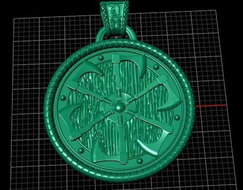 pendant amulet With Ax 3D print model_8