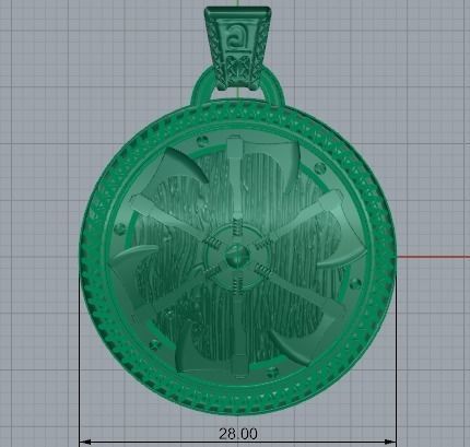 pendant amulet With Ax 3D print model_2