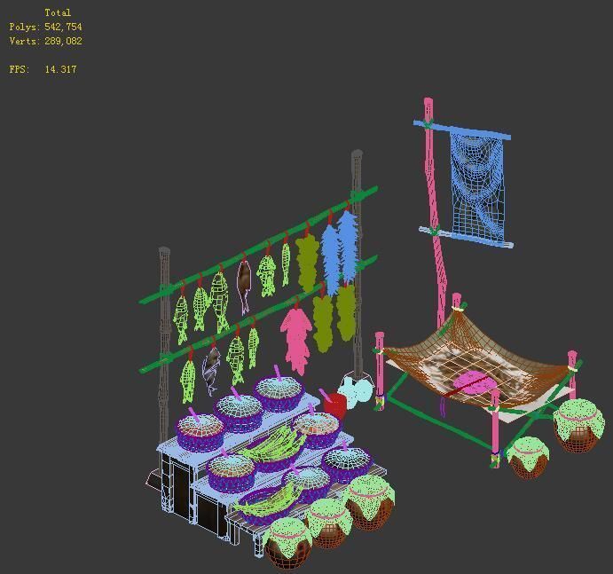 Game model - dry goods stall 3D model_1