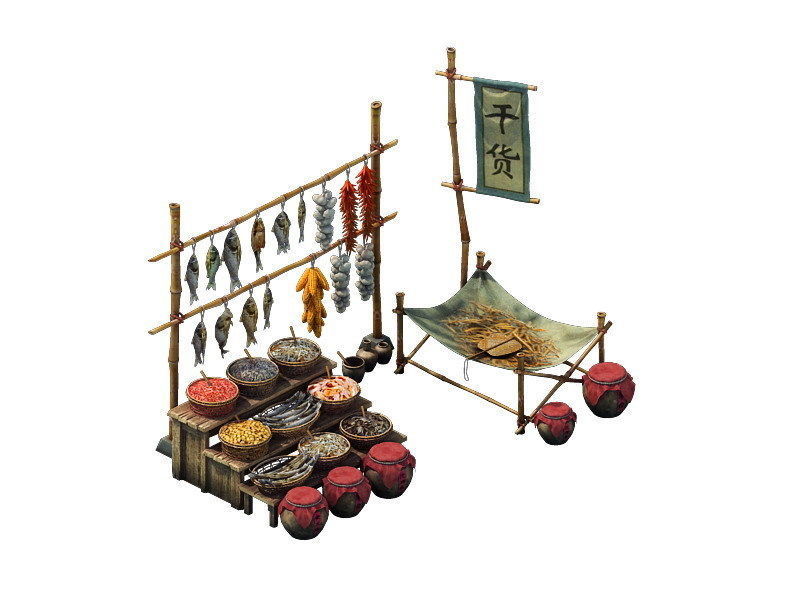 Game model - dry goods stall 3D model_2