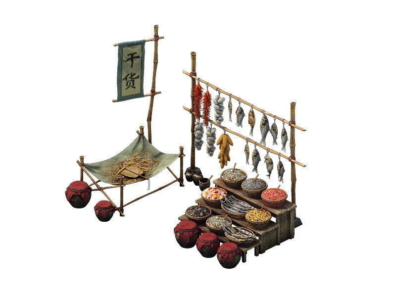 Game model - dry goods stall 3D model_3