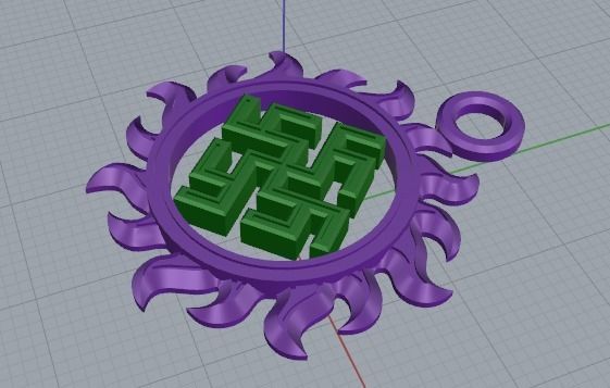 2 pieces amulet pendant 3D print model_5
