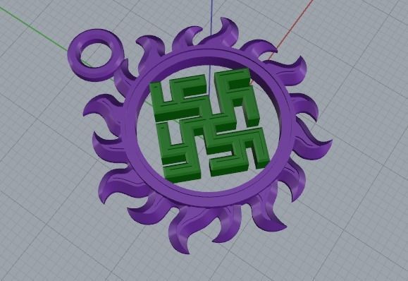 2 pieces amulet pendant 3D print model_4