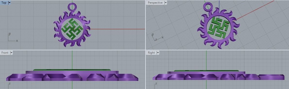 2 pieces amulet pendant 3D print model_3