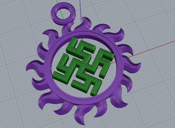 2 pieces amulet pendant 3D print model_8
