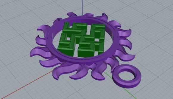 2 pieces amulet pendant 3D print model_6