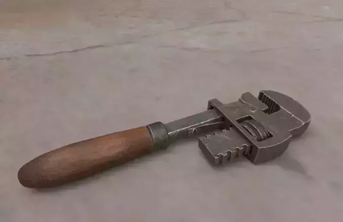 Garage tool Pipe Wrench PBR gameready Low-poly 3D model