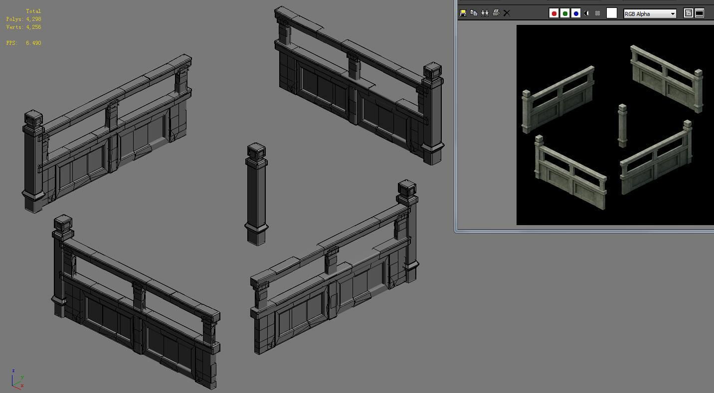 Ancient building accessories - railings 01 3D model_5
