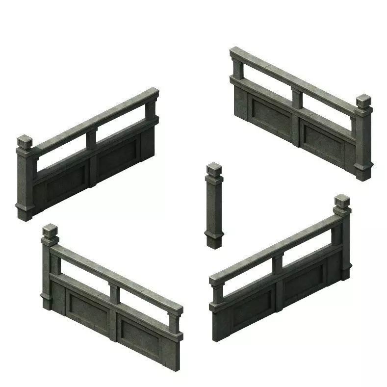 Ancient building accessories - railings 01 3D model_0
