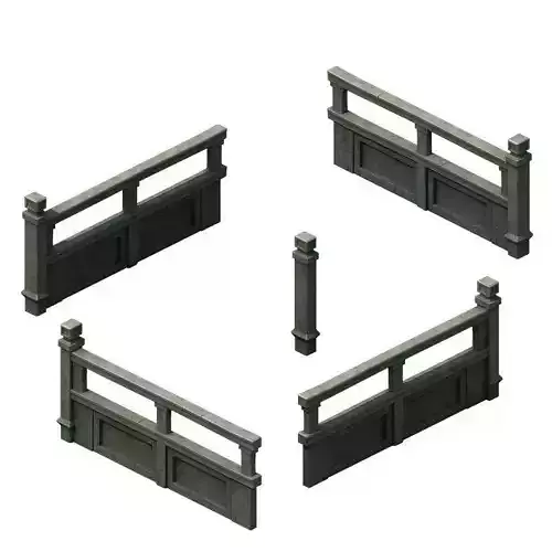 Ancient building accessories - railings 01 3D model