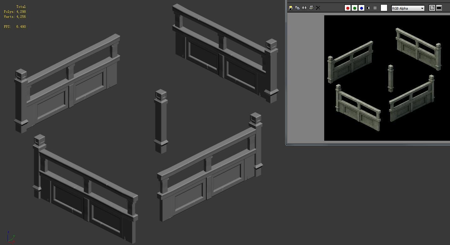 Ancient building accessories - railings 01 3D model_6