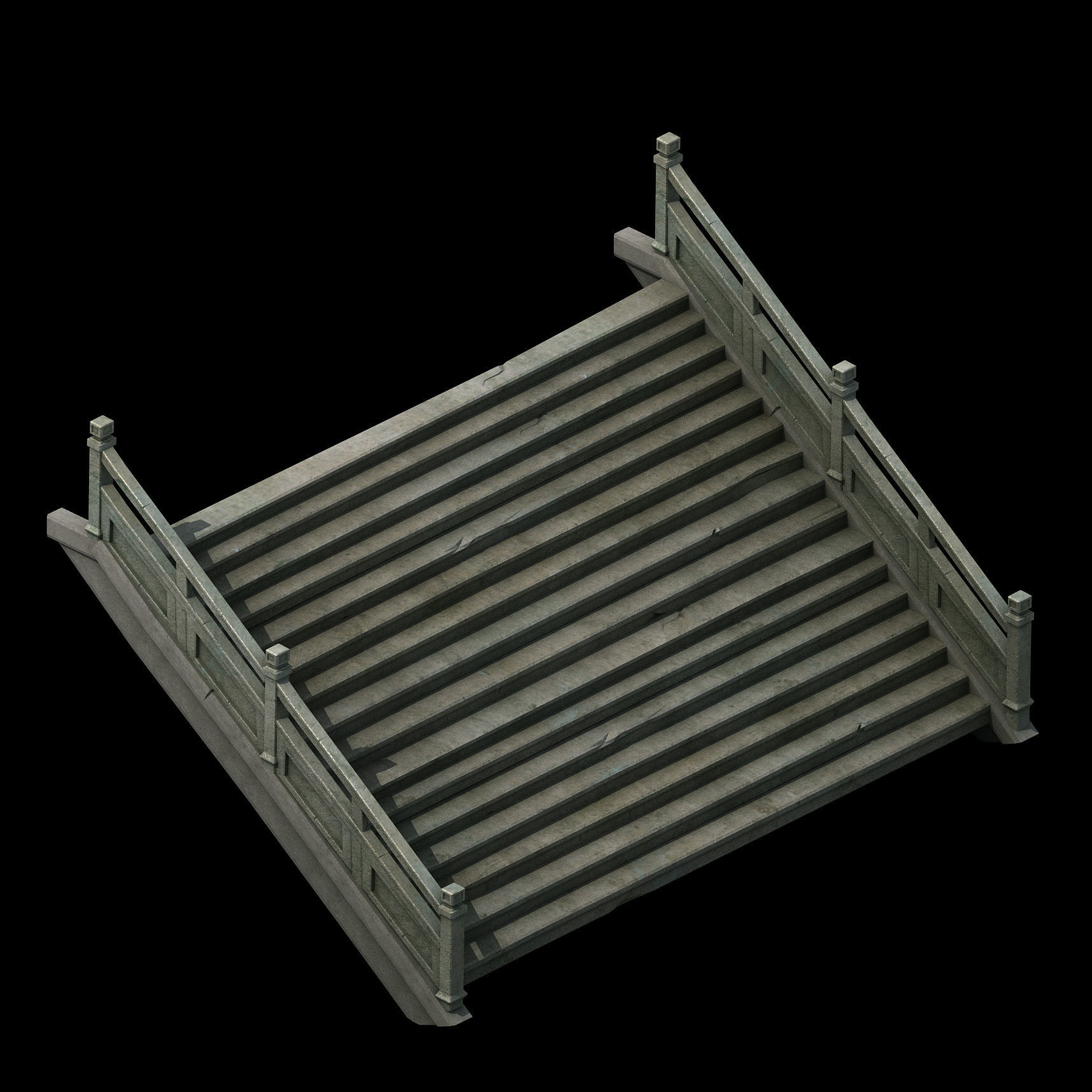 ncient building accessories - stone staircase 01 3D model_1