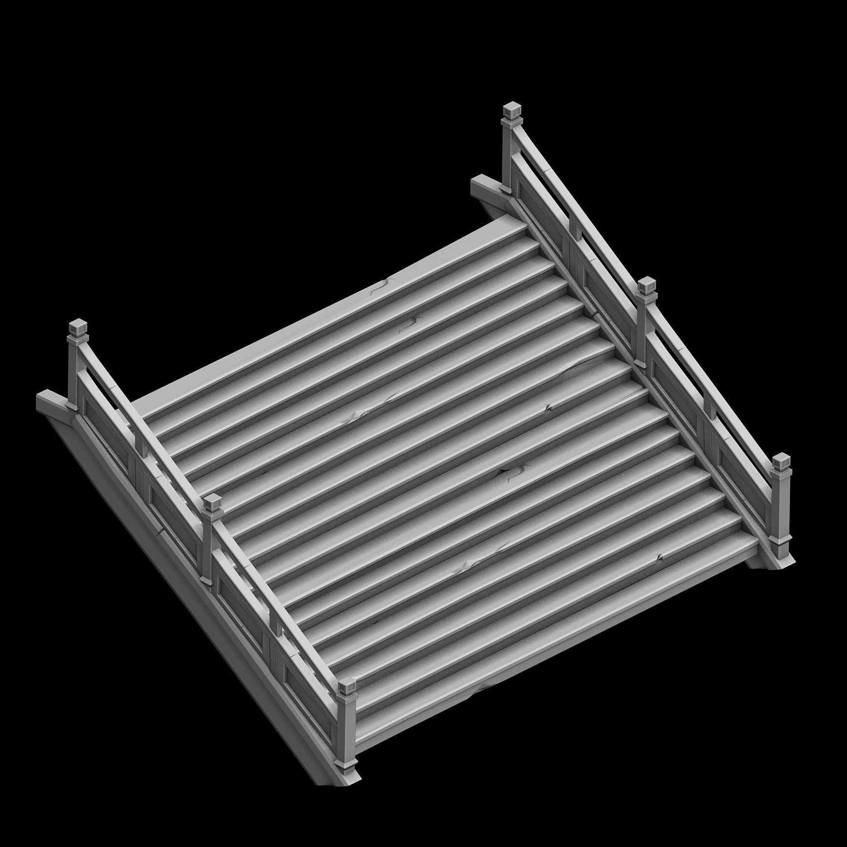 ncient building accessories - stone staircase 01 3D model_3