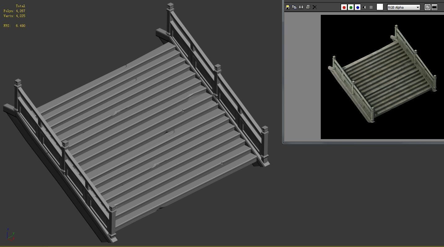 ncient building accessories - stone staircase 01 3D model_5