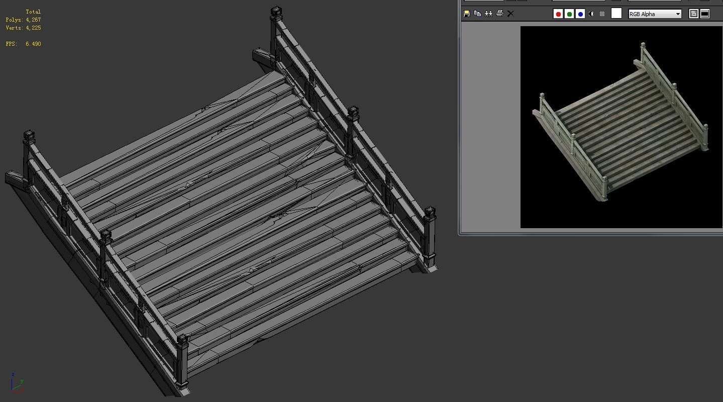 ncient building accessories - stone staircase 01 3D model_6