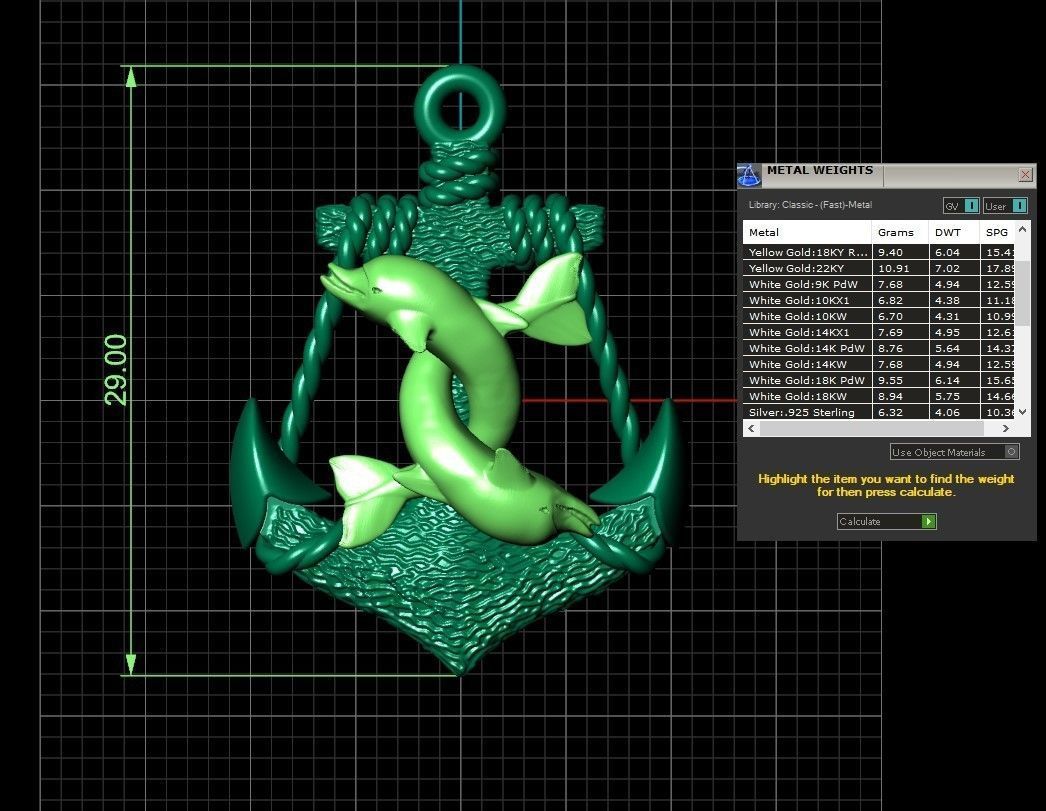 Anchor and dolphins pendant 3D print model_1