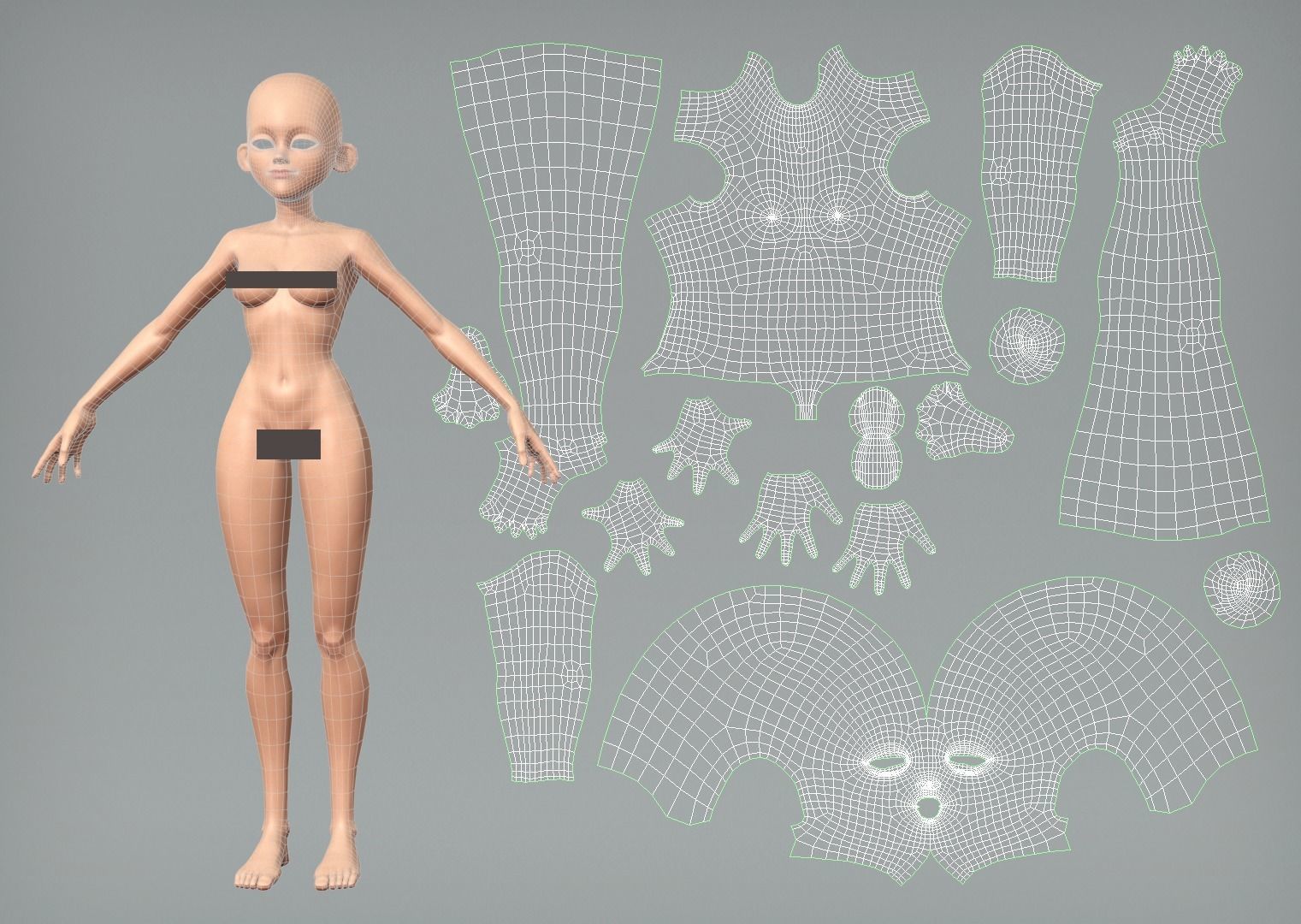 Cute cartoon teen Low-poly 3D model_10
