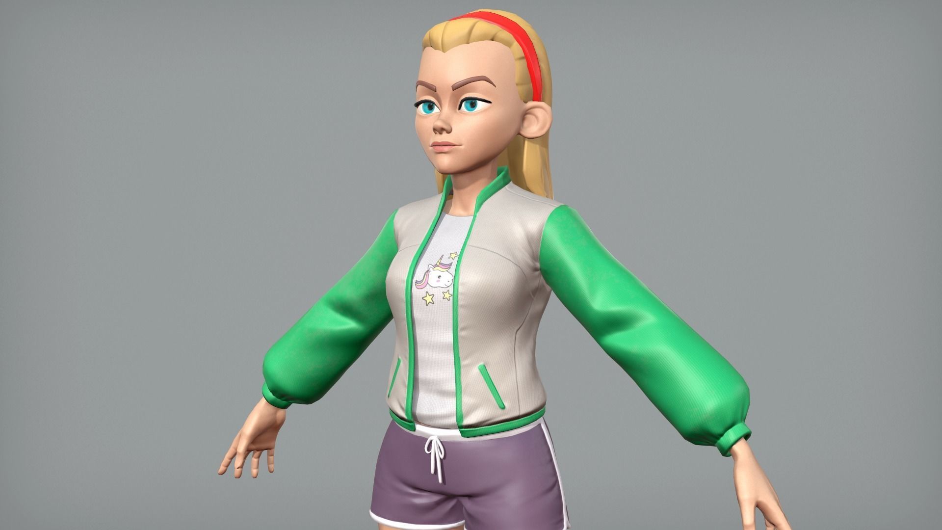 Cute cartoon teen Low-poly 3D model_6