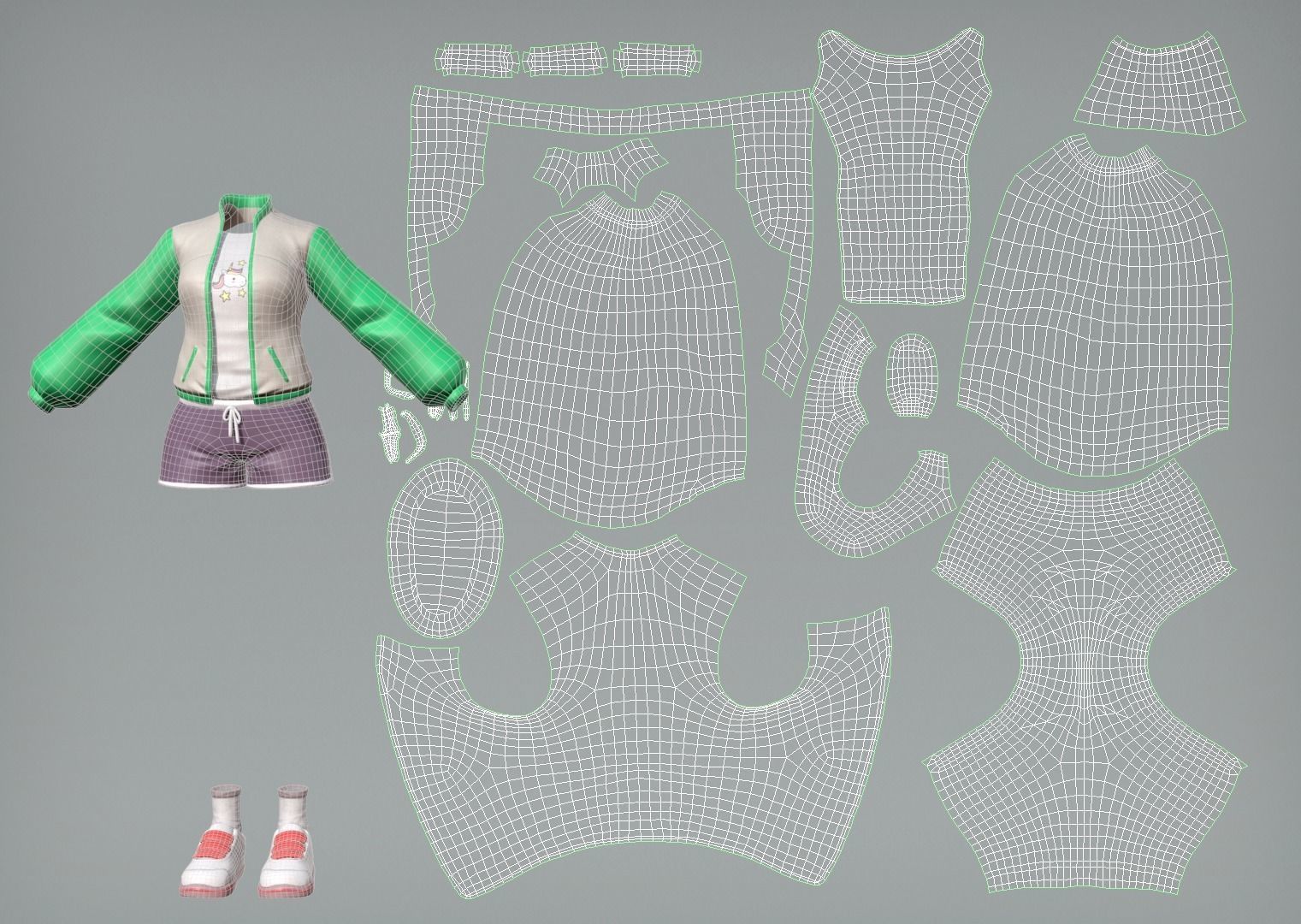 Cute cartoon teen Low-poly 3D model_9
