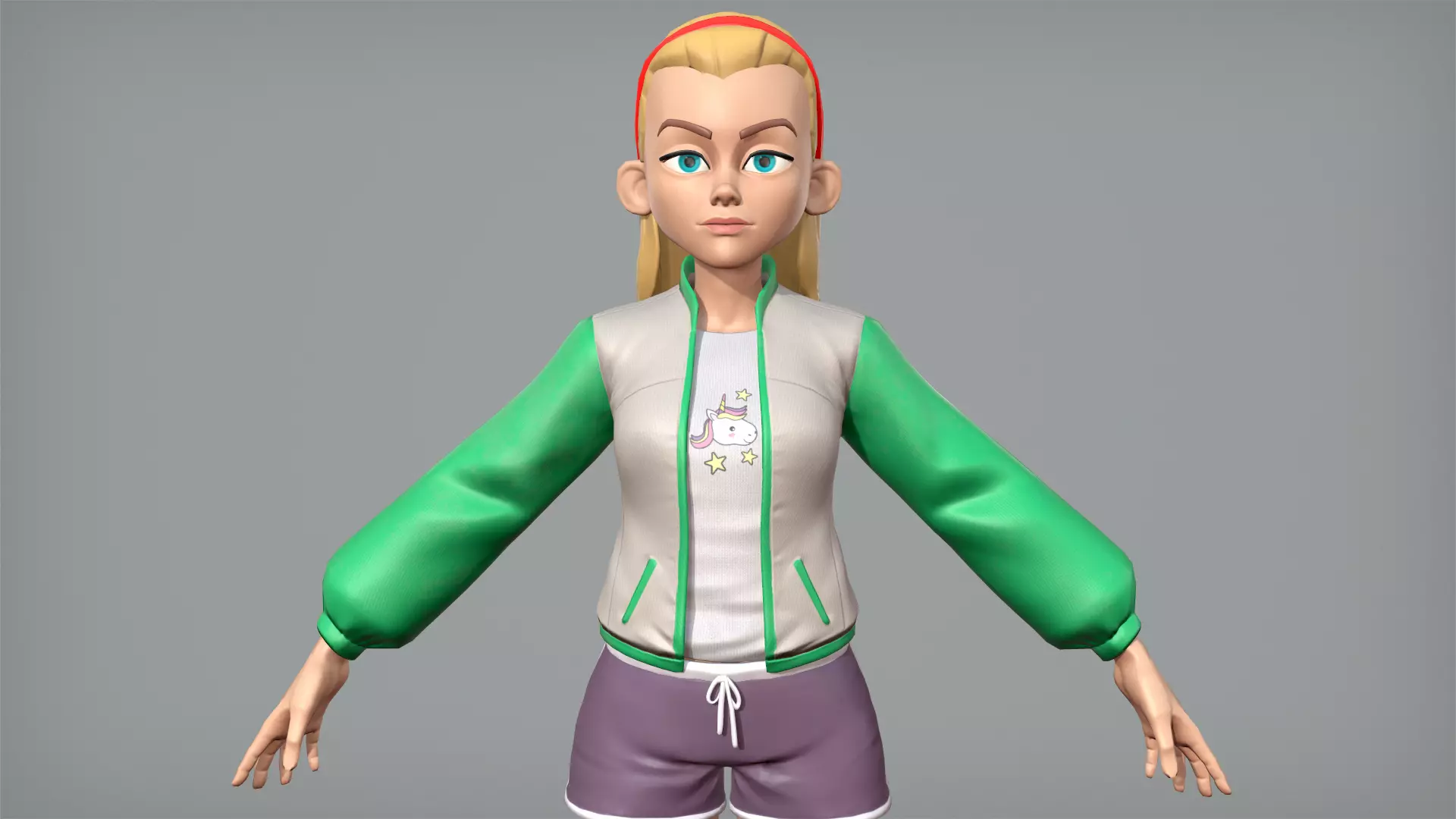Cute cartoon teen Low-poly 3D model_0