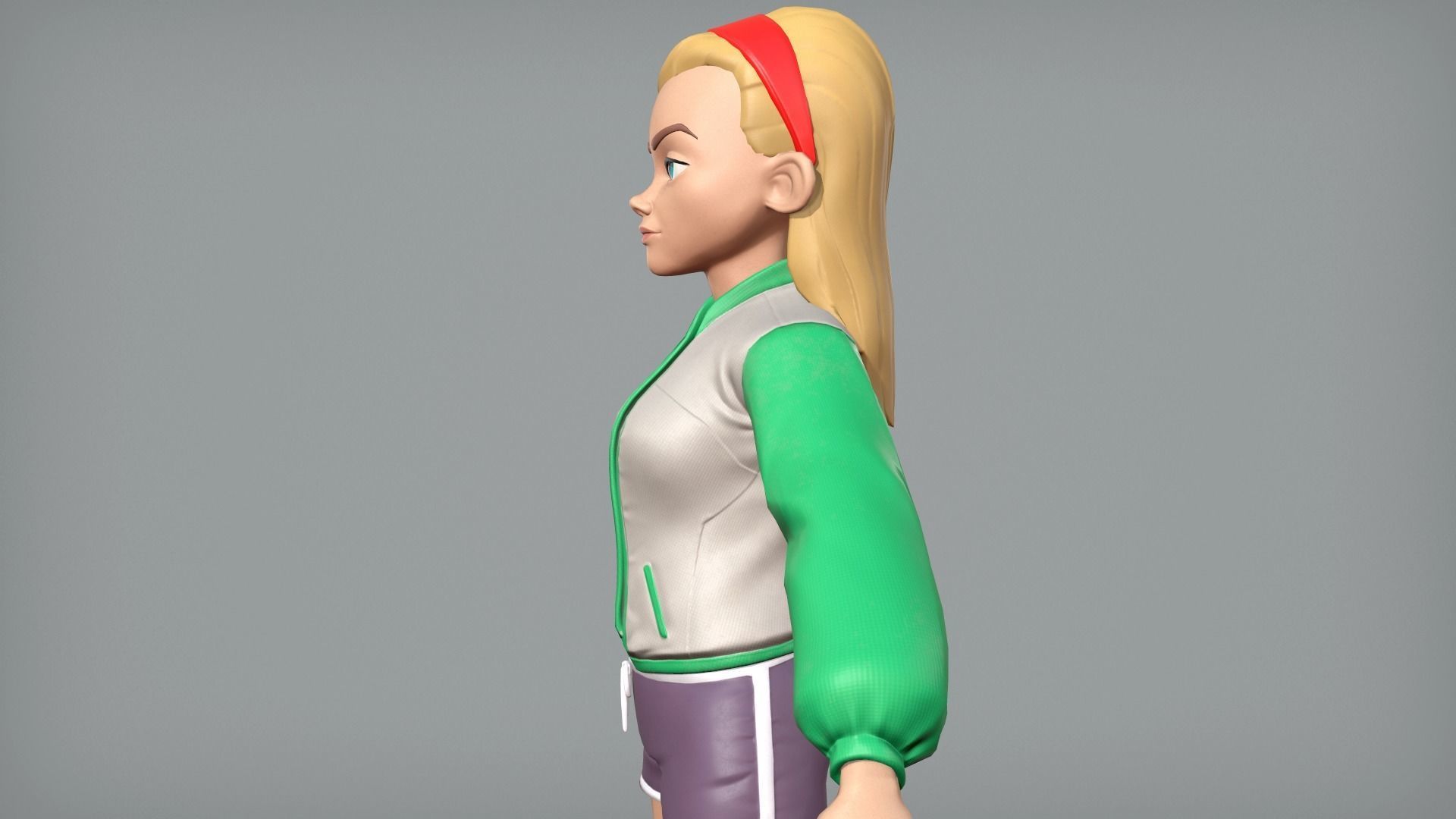 Cute cartoon teen Low-poly 3D model_5