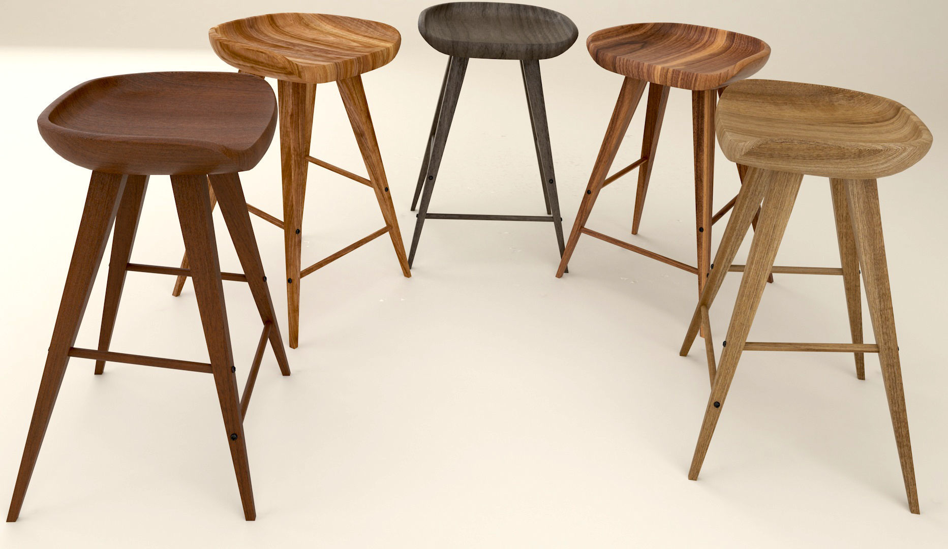 Wood Bar Stool 3D model CGTrader