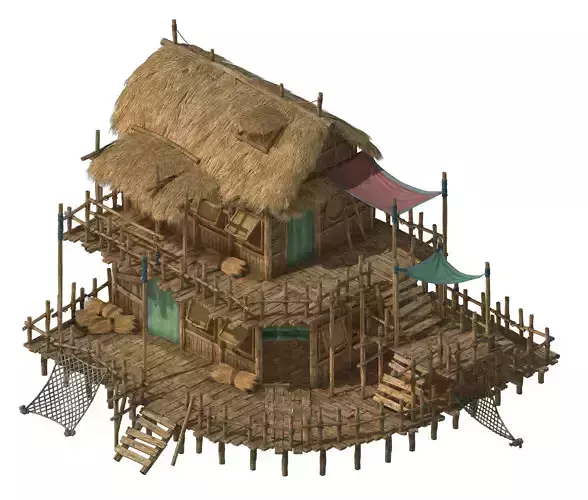 Seaside building - fisherman thatched cottage 01
