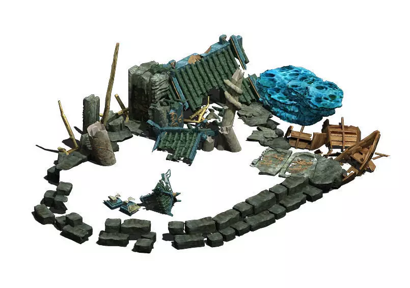 Ancient ruins of the seabed - remains 02 3D model