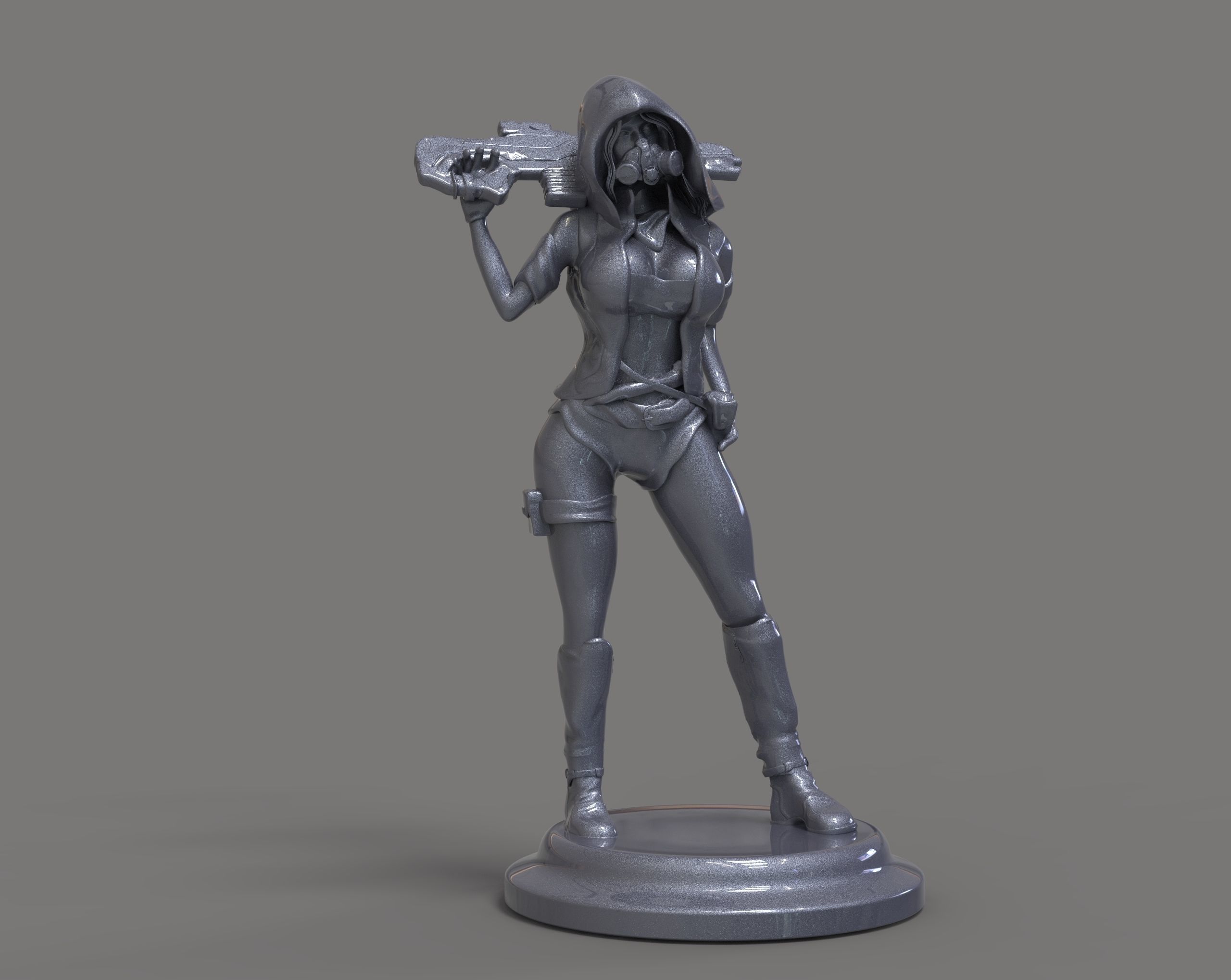Girl vs Pandemic 3D print model_1