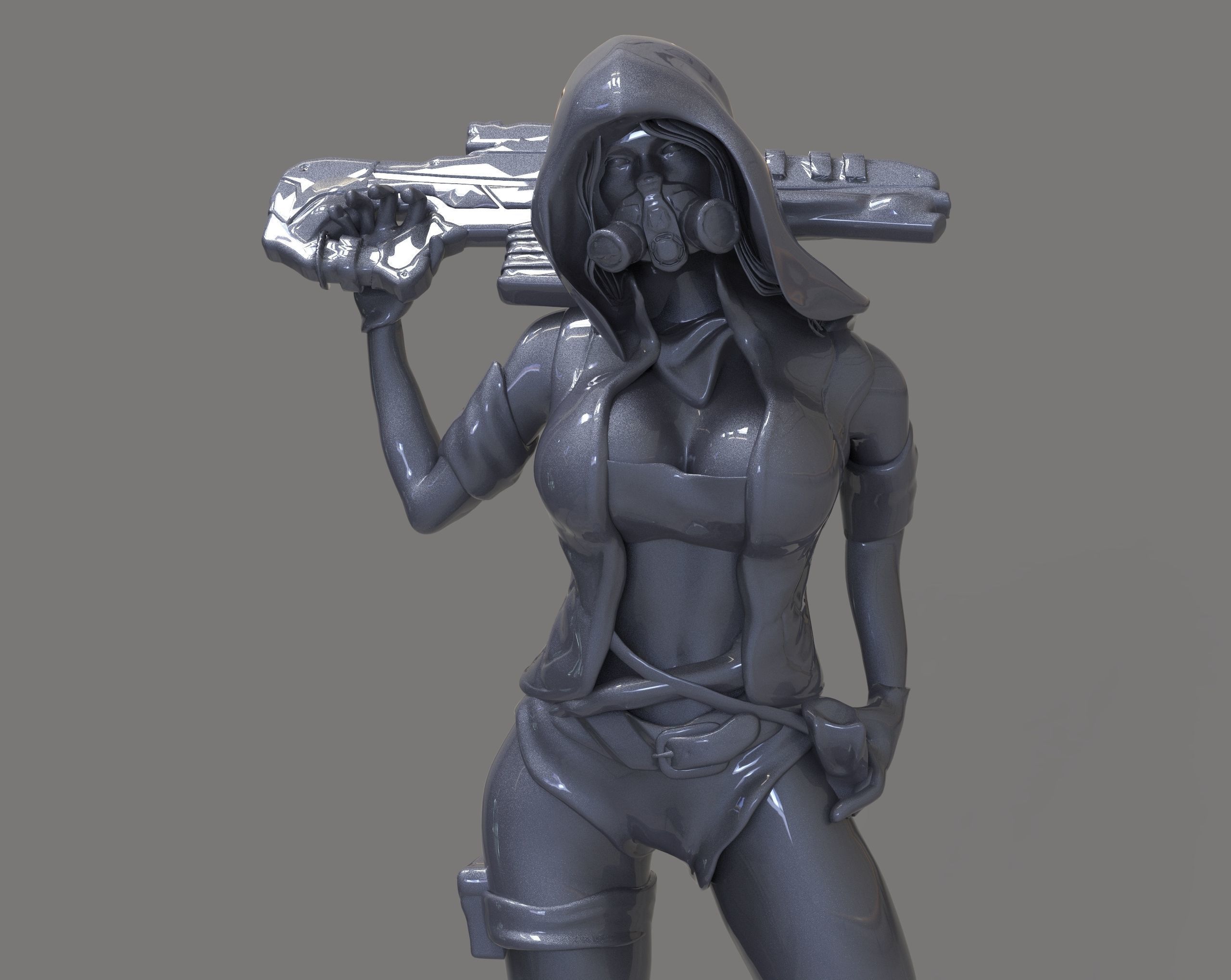 Girl vs Pandemic 3D print model_4