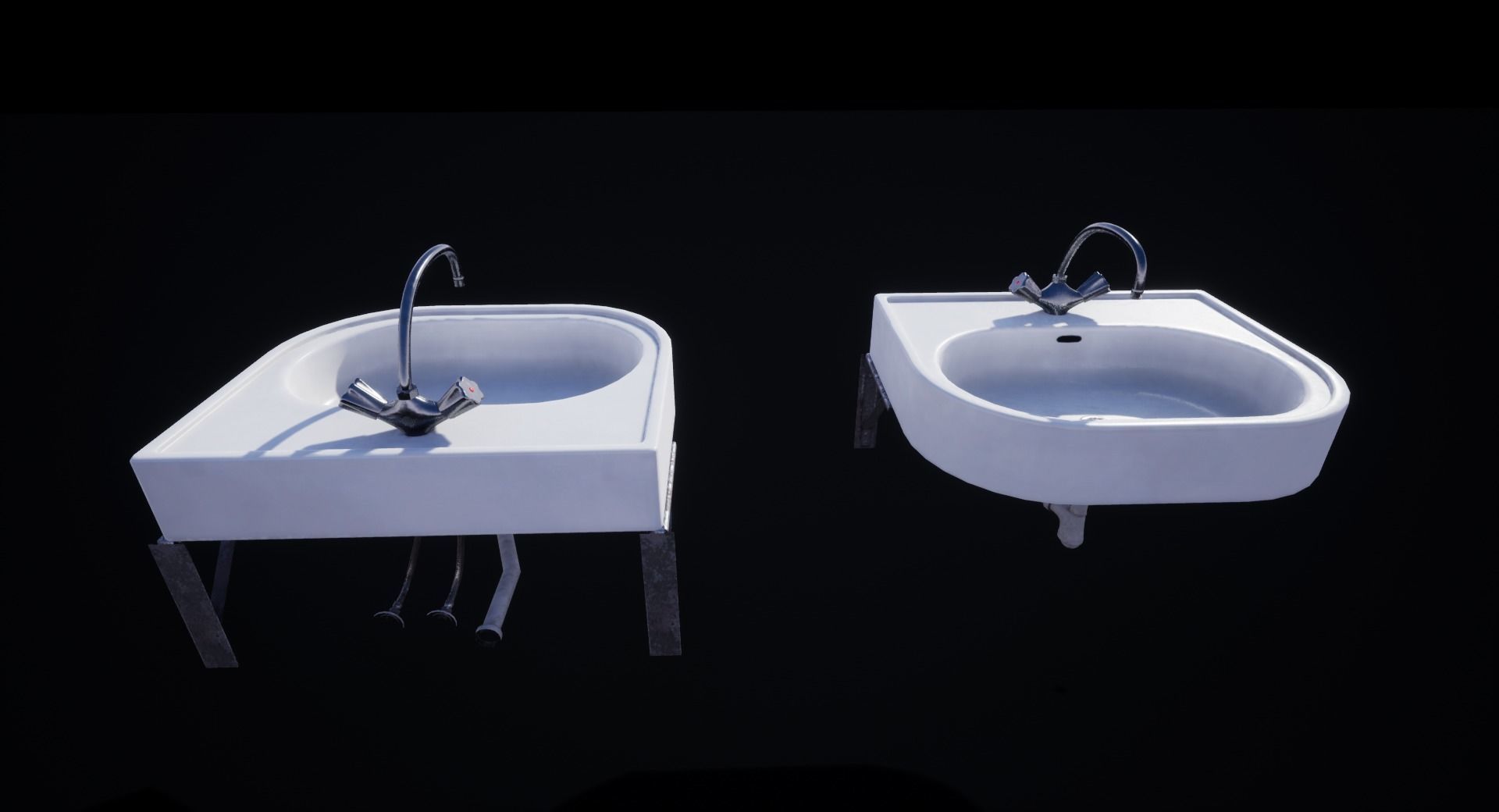 Old Sink Low-poly 3D model_16