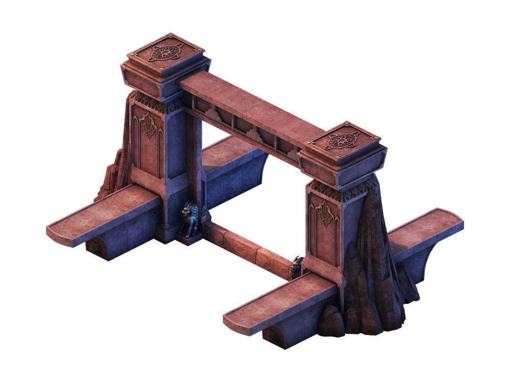 Game model - gorgeous stone gate 3D model_2