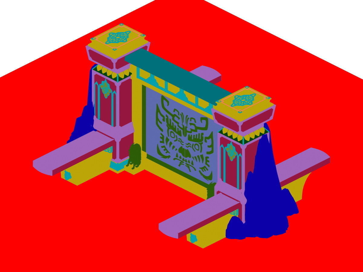 Game model - gorgeous stone gate 3D model_1