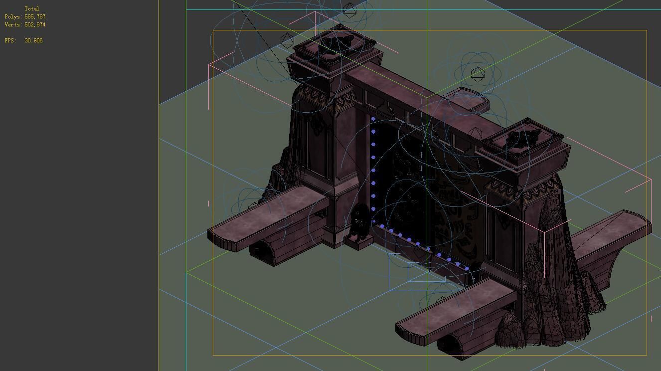 Game model - gorgeous stone gate 3D model_7