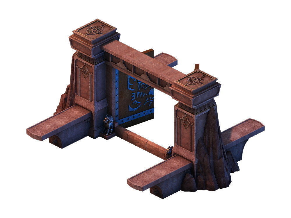 Game model - gorgeous stone gate 3D model_5