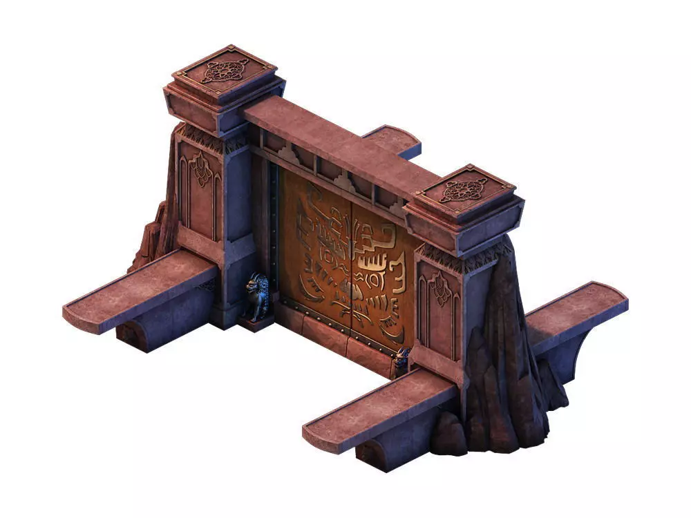 Game model - gorgeous stone gate 3D model_0